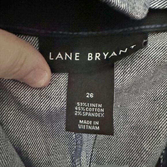 Lane Bryant Linen Blend Gray Blue High Rise Belted Bermuda Shorts Plus Size 26 - Picture 7 of 11